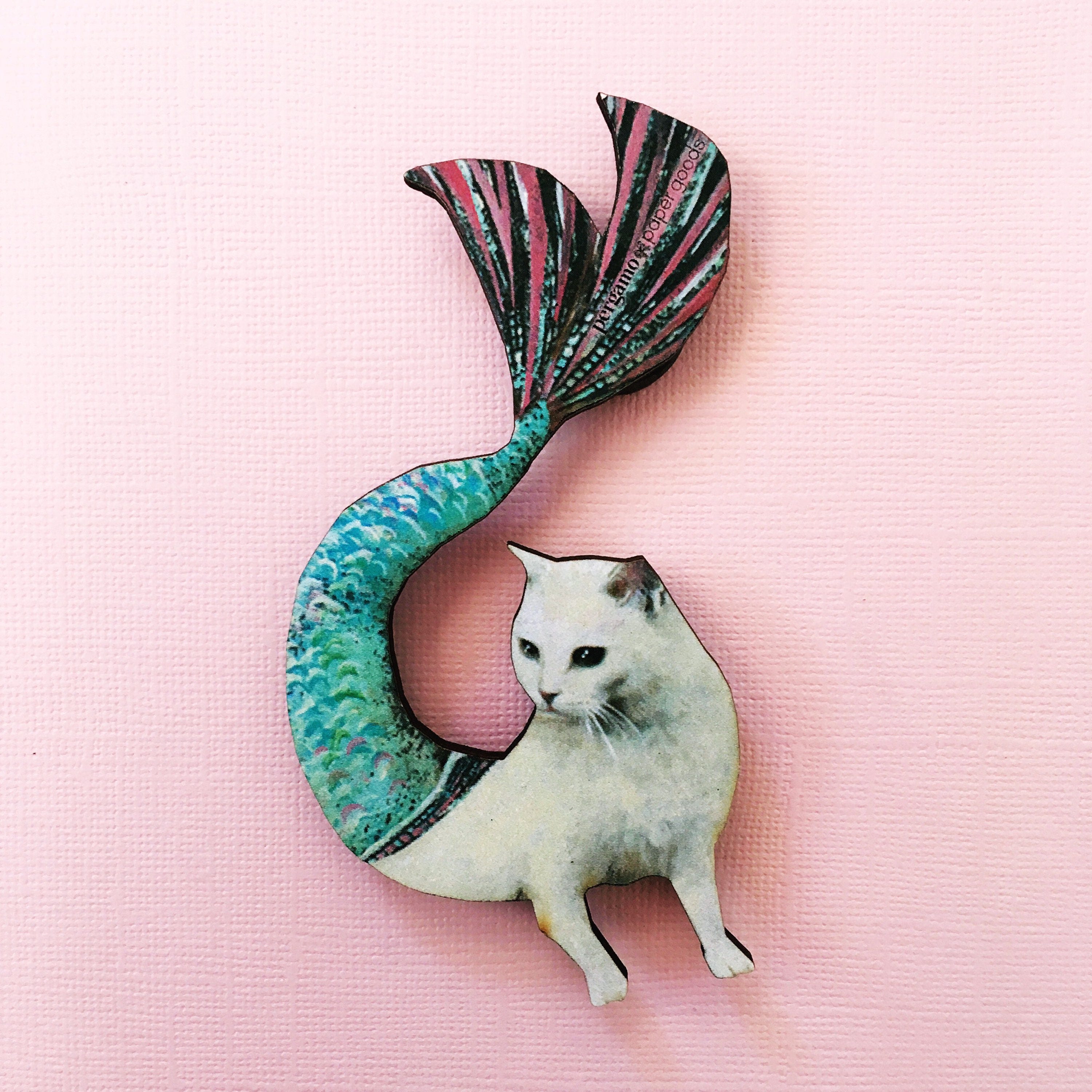 Mermaid Magnet Set | Cat Magnet  | Pug Magnet | Animal Refrigerator Magnets | Illustrated Wood Magnet | Laser Cut Wood Kitchen Gift - Thumbnail 7