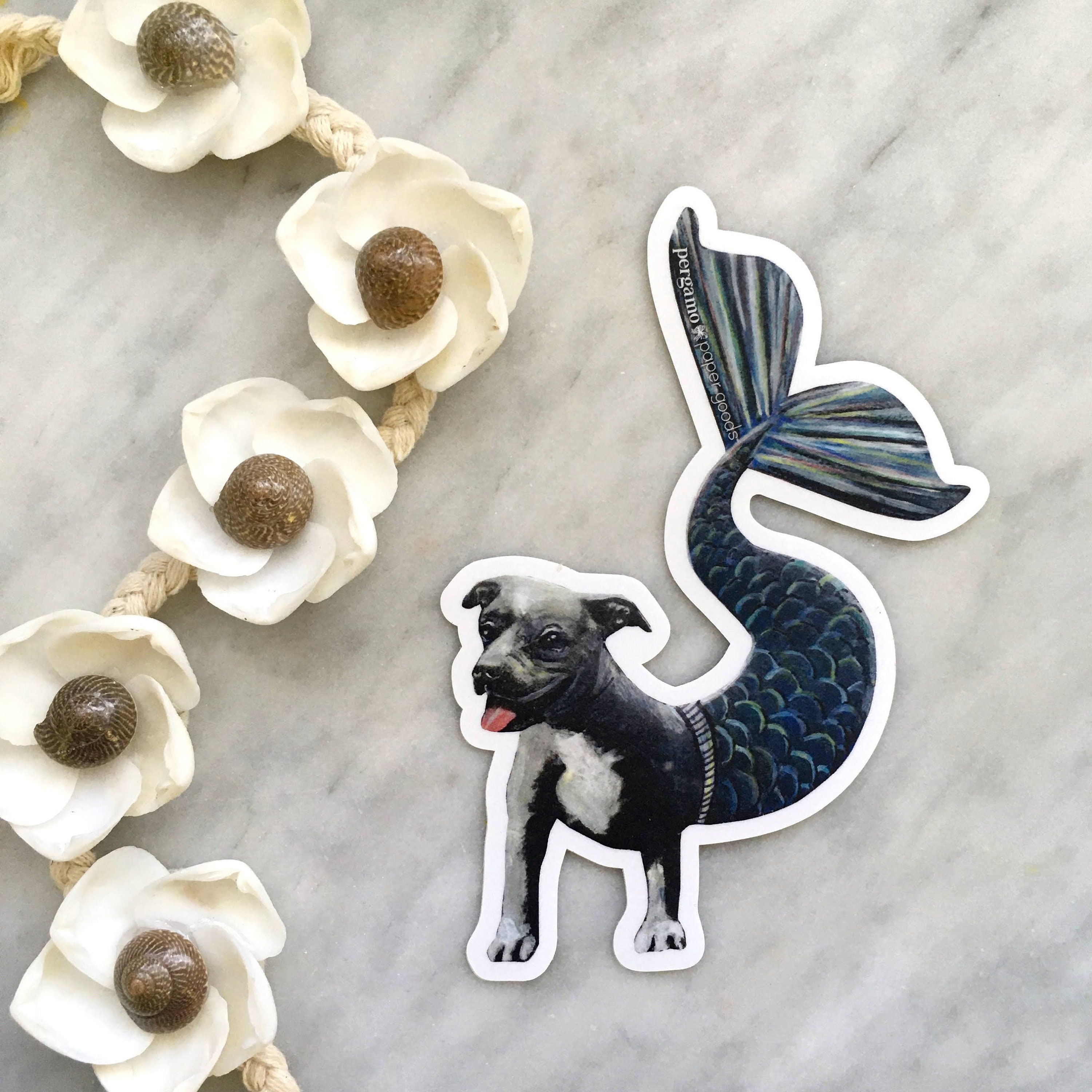Pitbull Sticker, Dog Mermaid Sticker, Dog Sticker, Fantasy Sticker, Laptop Sticker, Pitbull Decal, Pit Bull Mom, Blue Pit Bull Terrier - Thumbnail 5
