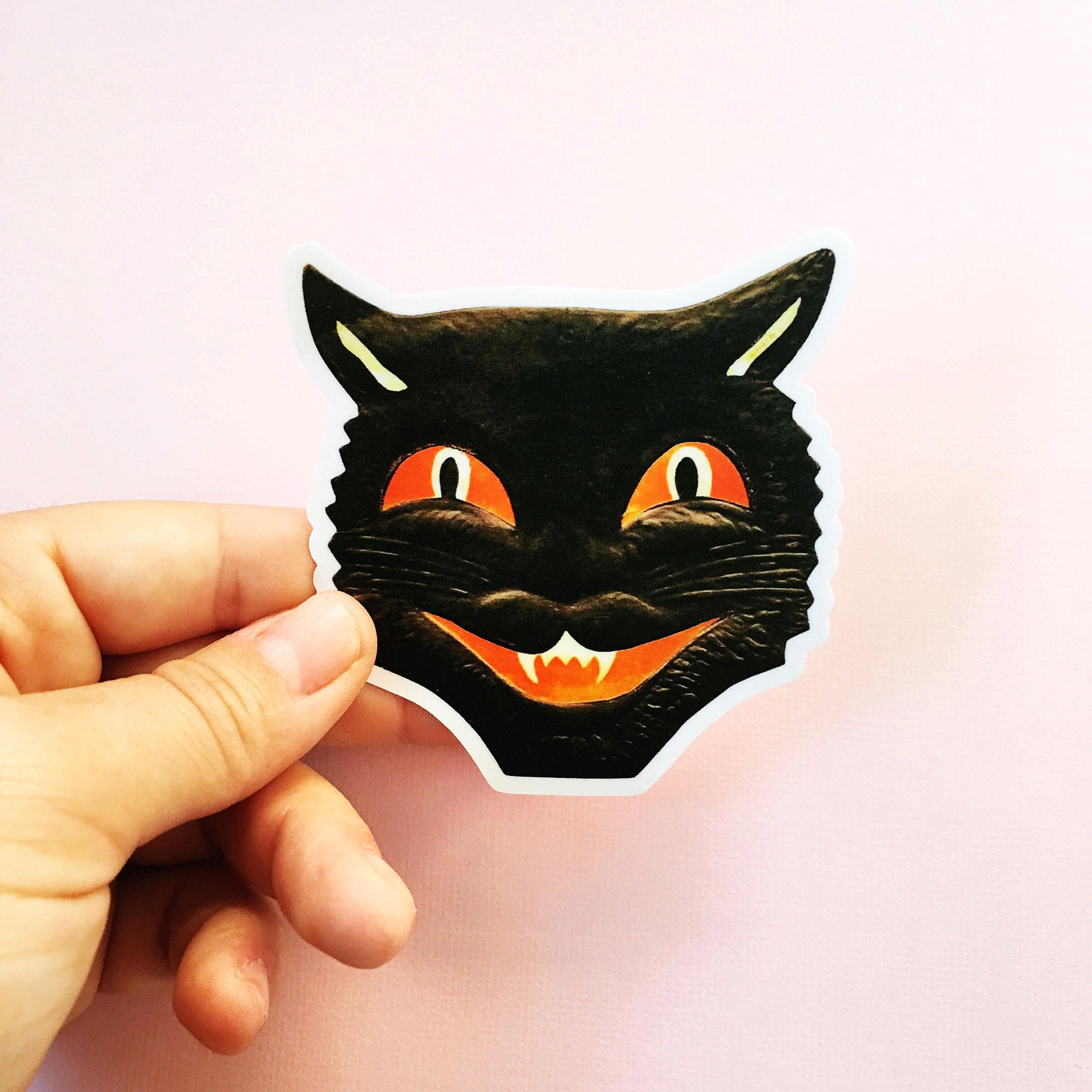 Black Cat Sticker, Vintage Halloween Vinyl Stickers, Creepy Scary Cool, Laptop Decals Yeti Decal Antique Retro Mix and Match Sticker Pack - Thumbnail 4