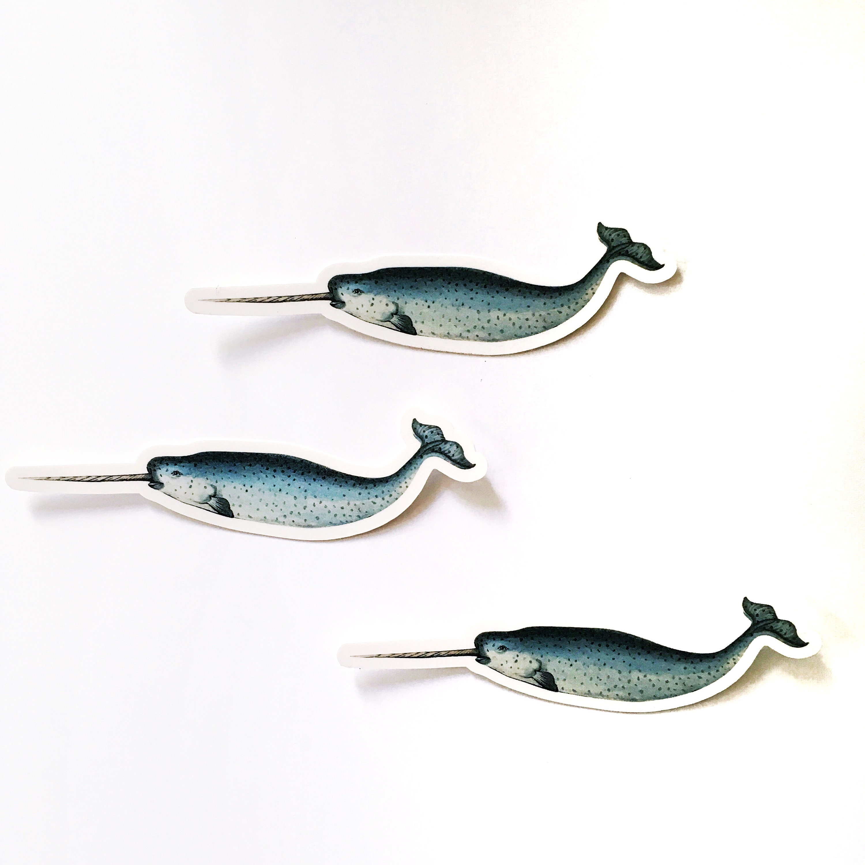 Narwhal Laptop Sticker Pack, Narwhal Stickers, Antique Animal Vinyl Decals, Travel Mug Sticker Set, Ocean Decal Set, Whale Whales Unicorn - Thumbnail 3