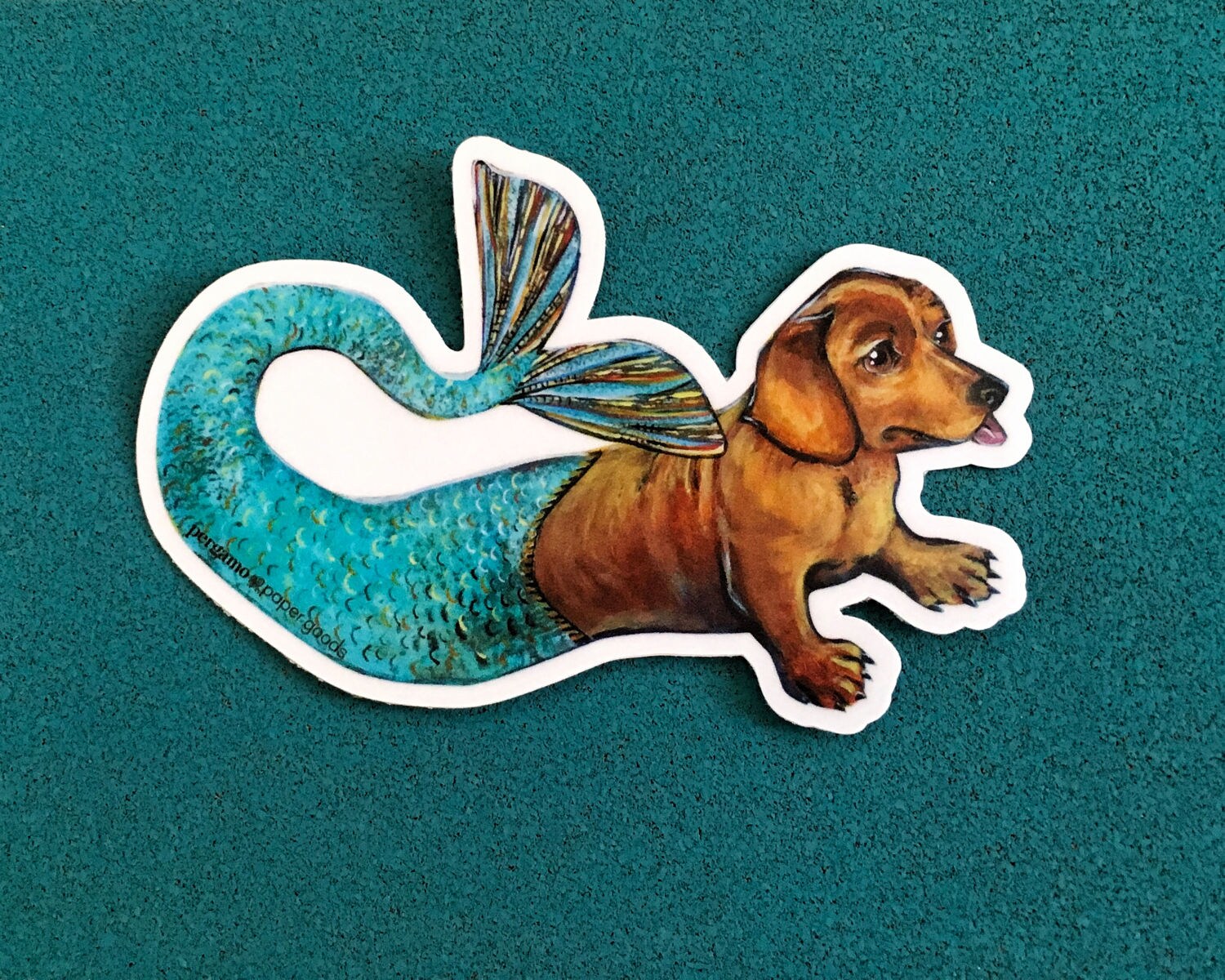 Mermaid Dachshund Stickers, Vinyl Sticker Pack, Waterproof Car Decal, Vintage Laptop Sticker Dog Bumper Decals Bullet Journal, Wholesale - Thumbnail 3