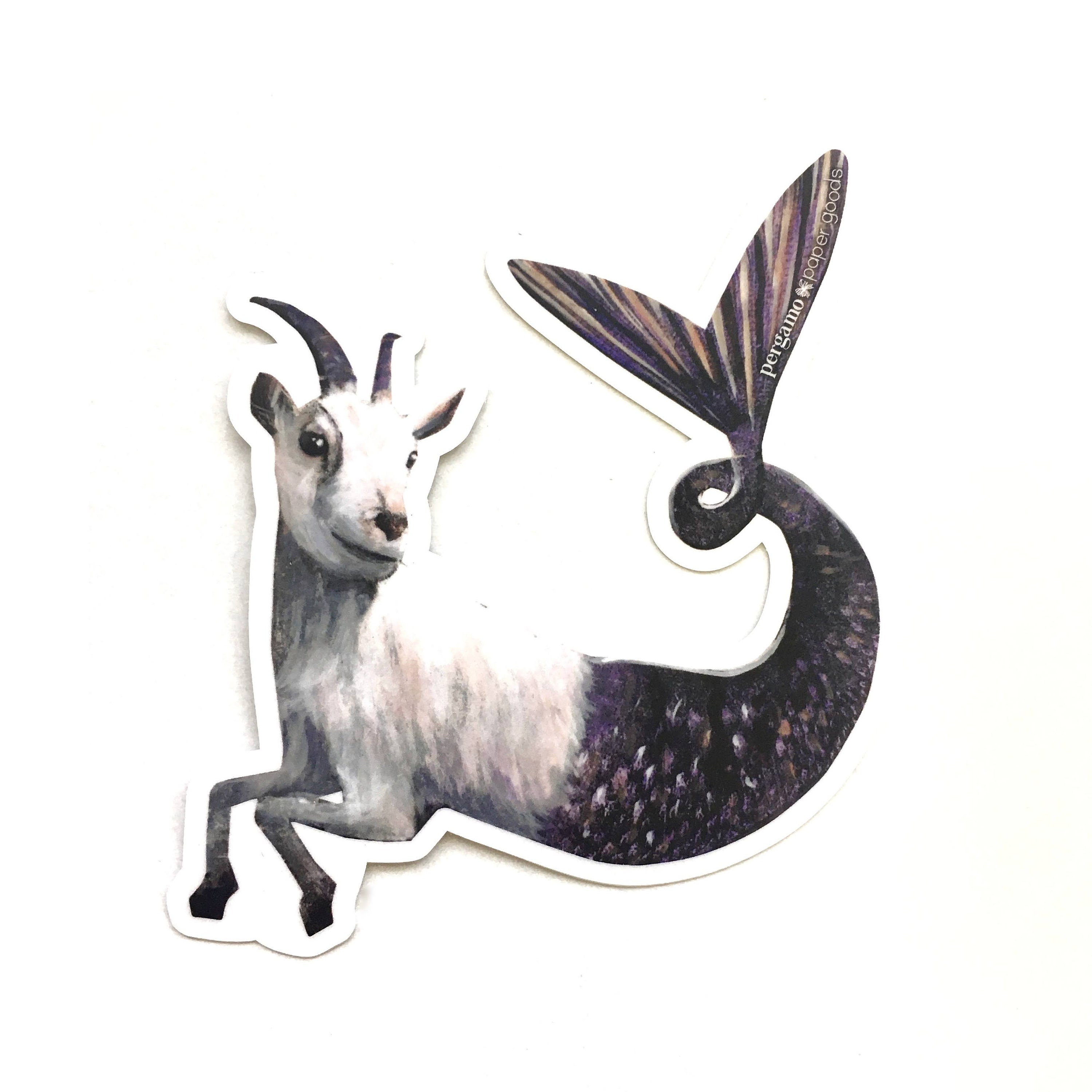 Capricorn Sticker, Goat Mermaid Sticker, Zodiac Sticker, Goat Art, Laptop Sticker, Dog Sticker, Outdoor Sticker, Goat Gifts, Weird Stickers - Thumbnail 5