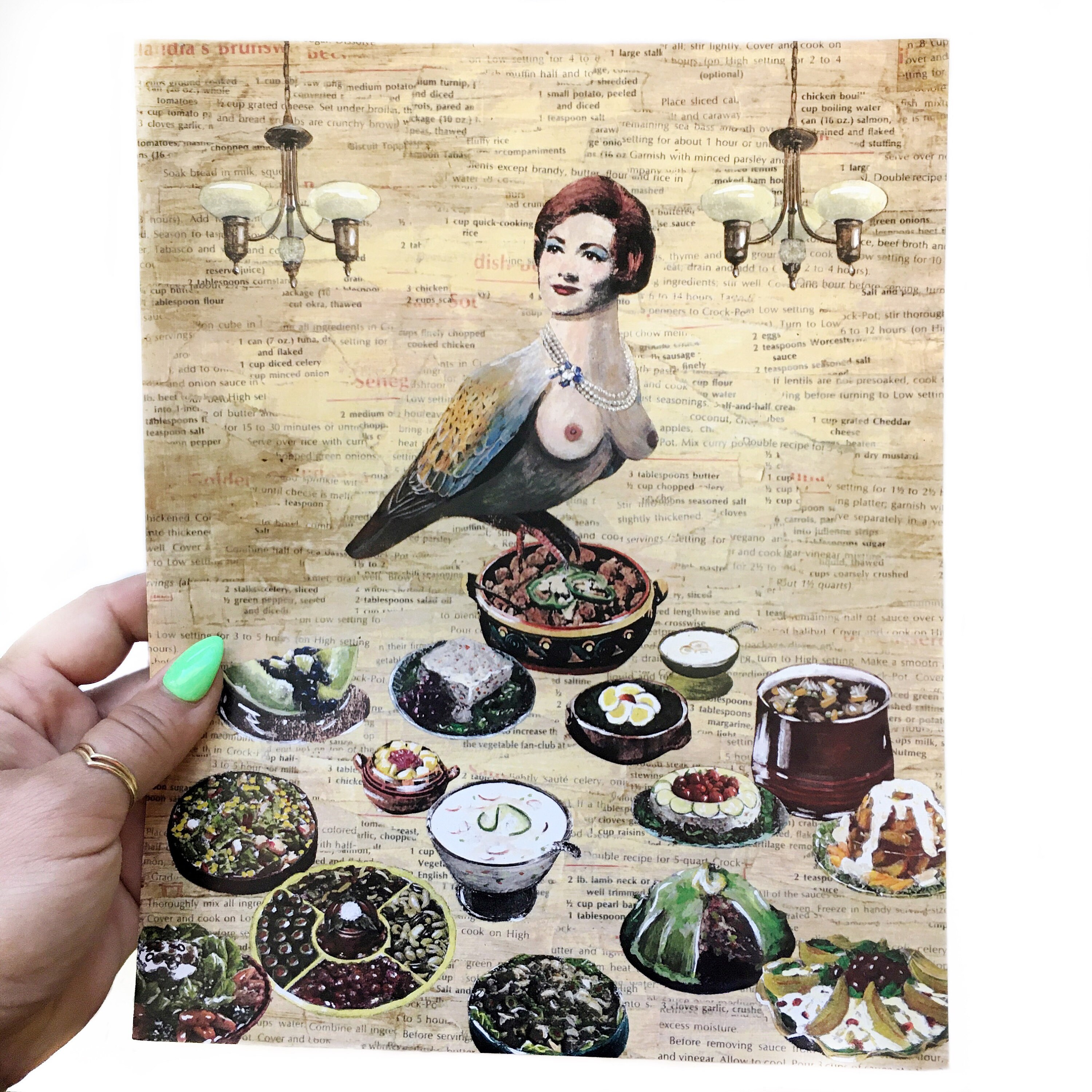 Funny Erotic Art Print, Fifties Housewife Kitschy Retro Fashion Housewarming Gift, Weird Art, Kitsch Decor Gifts, Collage Illustration - Thumbnail 2