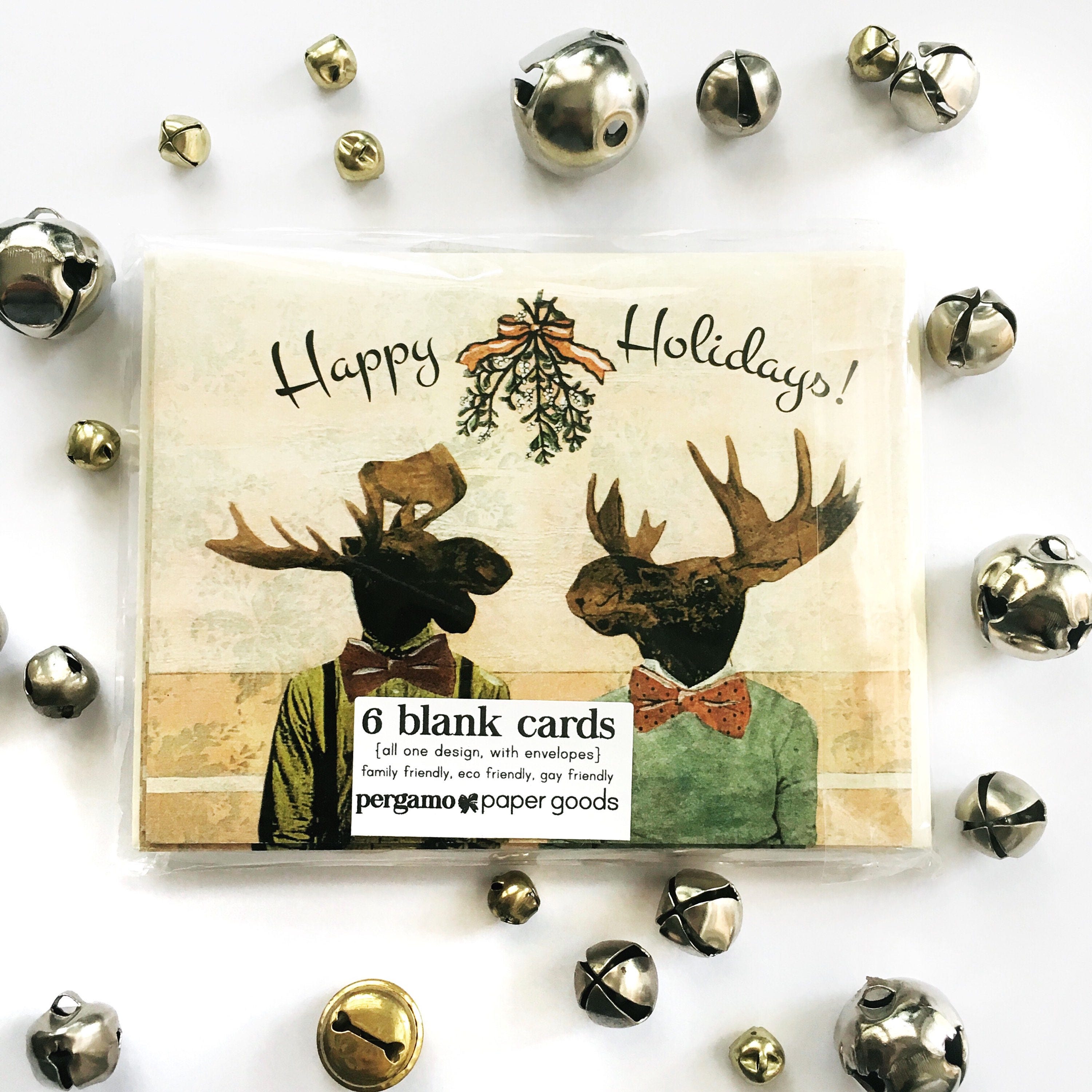 Gay Holiday Card or Card Set, Love Moose Christmas Card, Gay Christmas Card, LGBTQ Cards, Holiday Party Card, LGBTQ Christmas Cards - Thumbnail 4