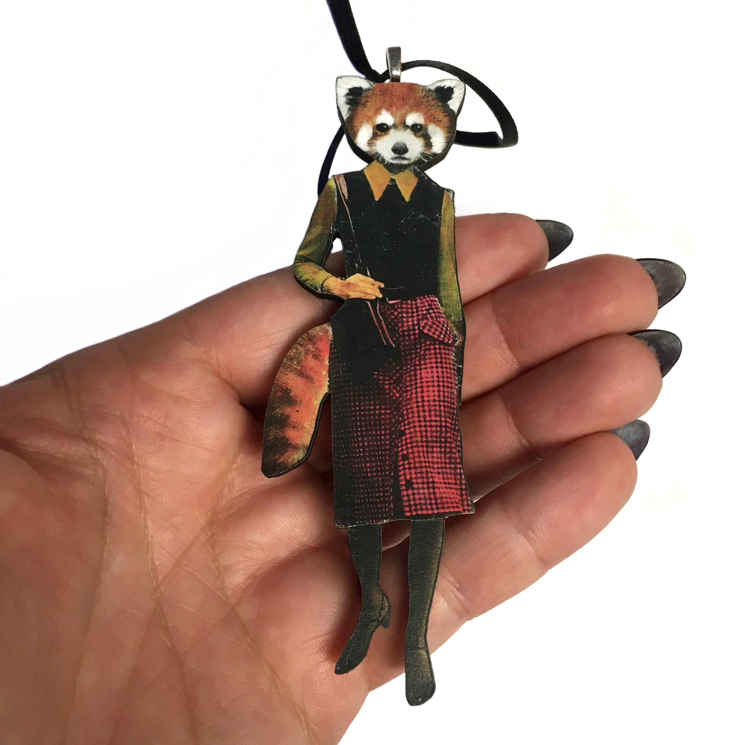 Red Panda Ornament, Holiday Ornaments, Laser Ornament, Weird Art, Animal Lover Retro Christmas Decoration, Vintage Holidays