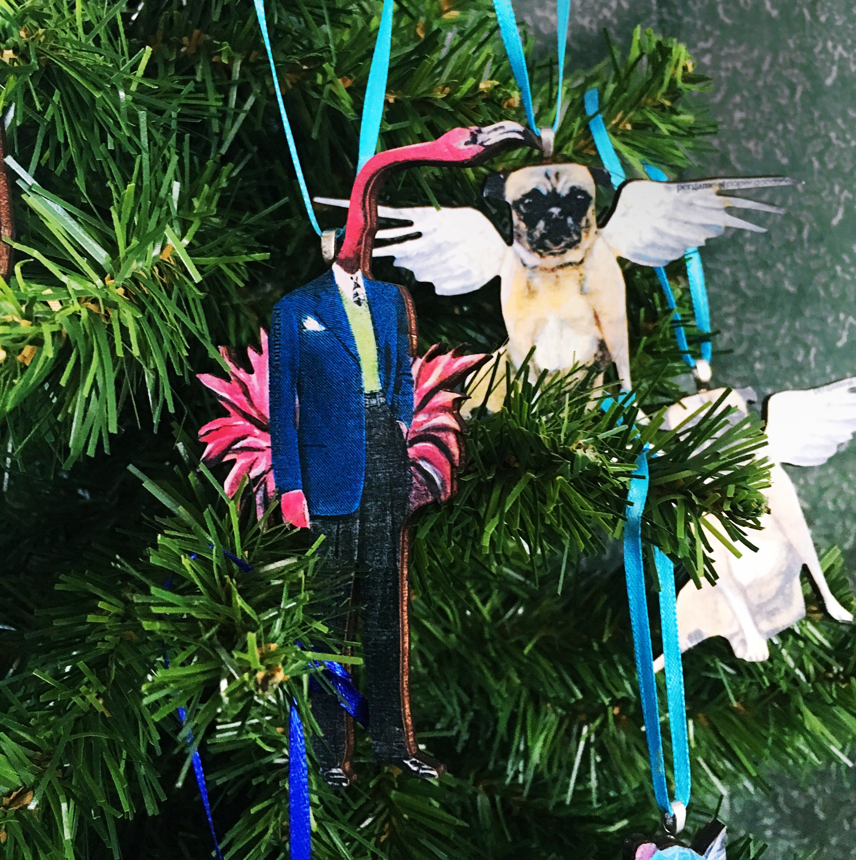 Pug Holiday Ornament, Angel Pug Ornaments, Angel Dog Christmas Ornament, Pug Lover Gift, Pug Mom Gift Stocking Stuffer, Pugs Memorial Gifts - Thumbnail 3