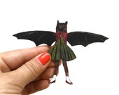 Bat Magnet, Retro Magnets Fridge, Animal Refrigerator Illustrated Weird Gifts, Vintage Illustration Collage, Stocking Stuffer
