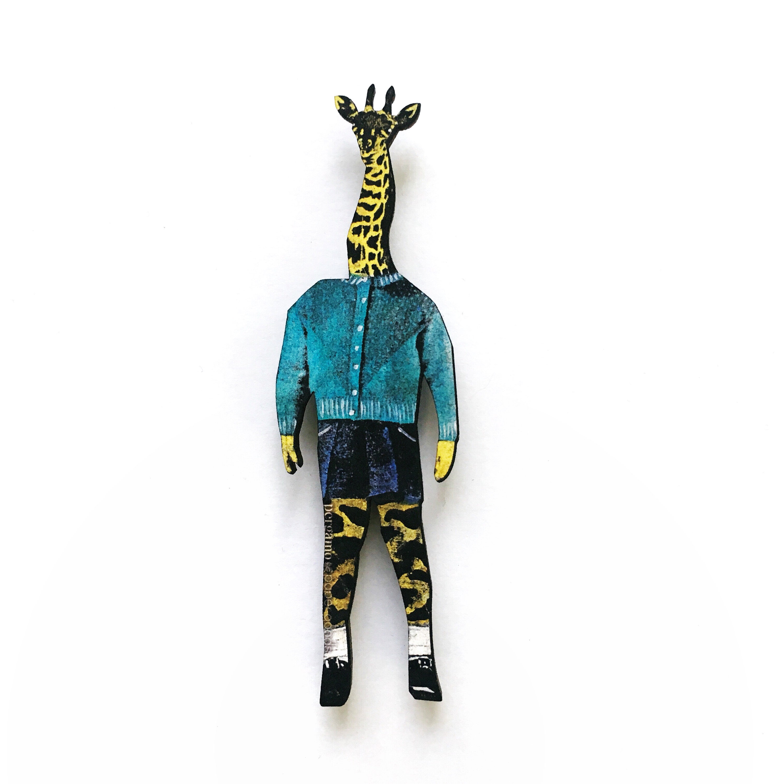 Retro Giraffe Magnet, Weird Animal Refrigerator Magnets Fridge, Giraffe Lover Gift Housewarming, Animal Stocking Stuffer, Wood Kitchen Gift - Thumbnail 4
