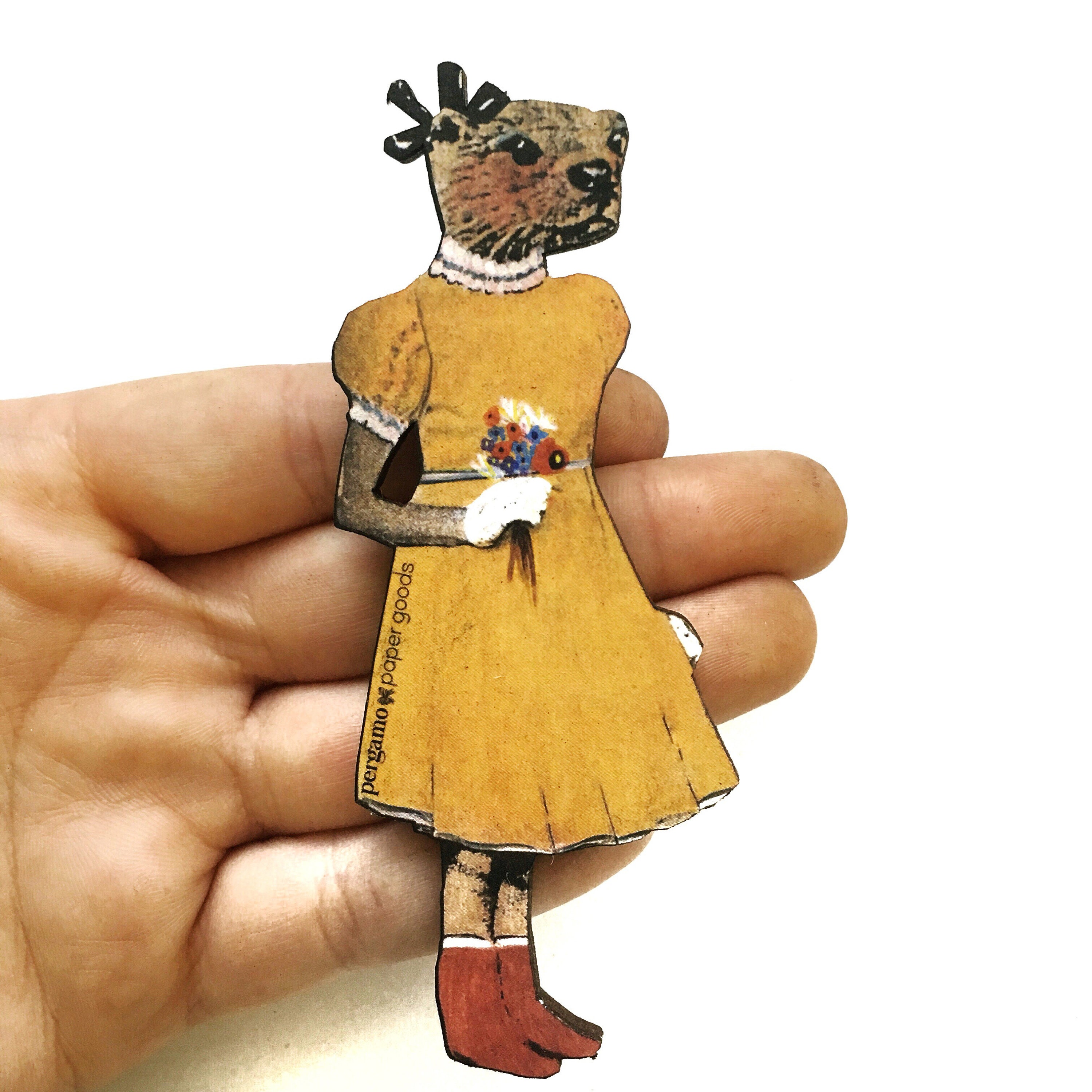 Vintage Kitchen Magnet, Weird Animal Refrigerator Magnets Fridge, Otter Gift Housewarming, Wooden Magnet Retro Cottagecore Kitchen Decor - Thumbnail 2