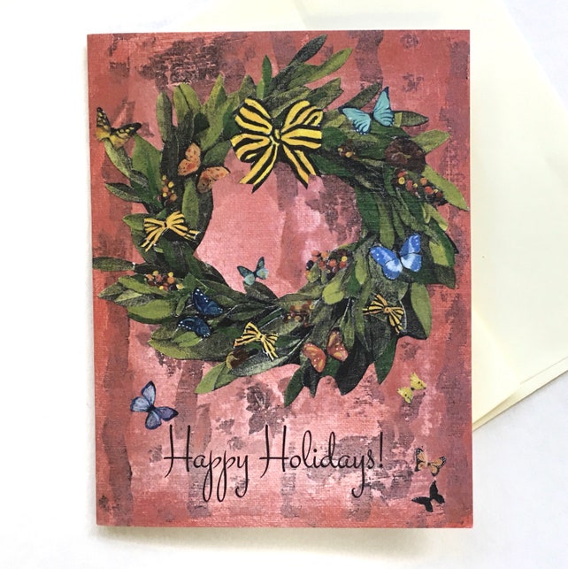 unique holiday card set christmas wreath card retro holiday card retro holiday card