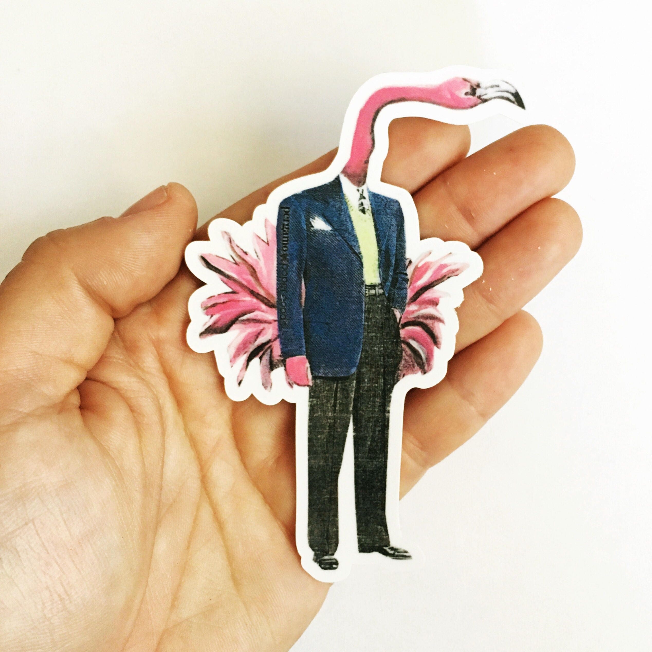 Flamingo Sticker, Florida Stickers,  Vinyl Laptop Sticker, VSCO Vinyl Decal, Bumper Yeti Decals Outdoors Hydroflask, Weird Vintage Whimsy