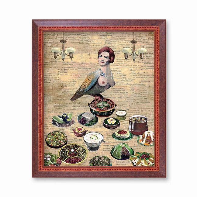 Funny Erotic Art Print, Fifties Housewife Kitschy Retro Fashion Housewarming Gift, Weird Art, Kitsch Decor Gifts, Collage Illustration