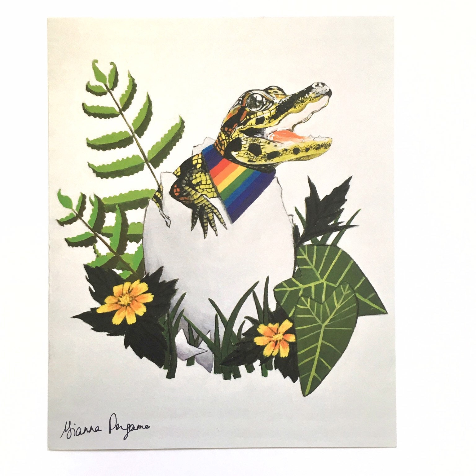 Gay Art, Rainbow 8x10" Alligator Art Print Gator, Gay Pride, Gay Wedding Marriage, Weird Art, Lesbian Pride Anniversary LGBTQ Queer Trans Bi - Thumbnail 3