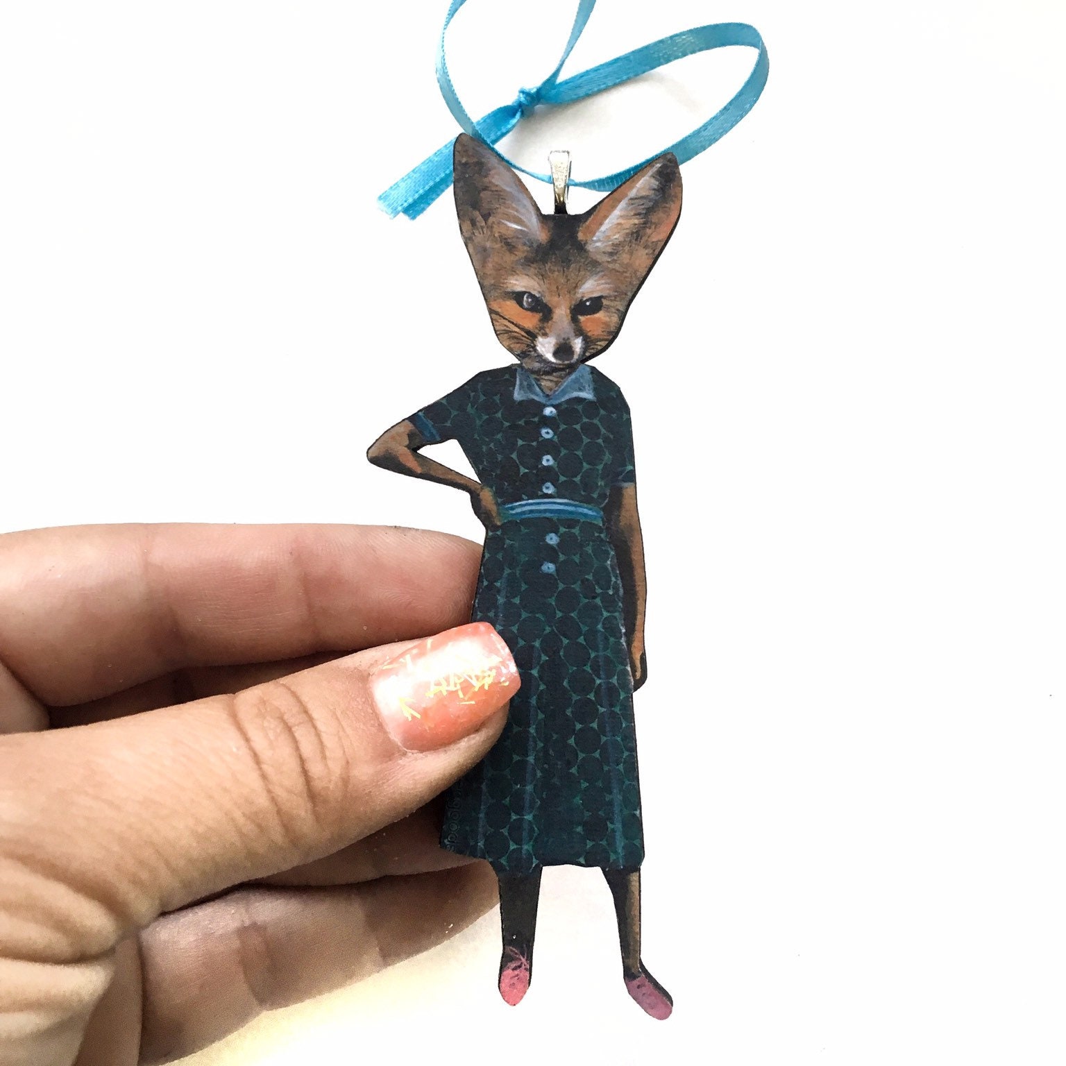 Retro Fox Gift, Sassy Holiday Ornament Christmas Decoration Gifts for Fox Lovers, Illustrated Vintage Animal Ornaments Decor, Laser Cut Wood