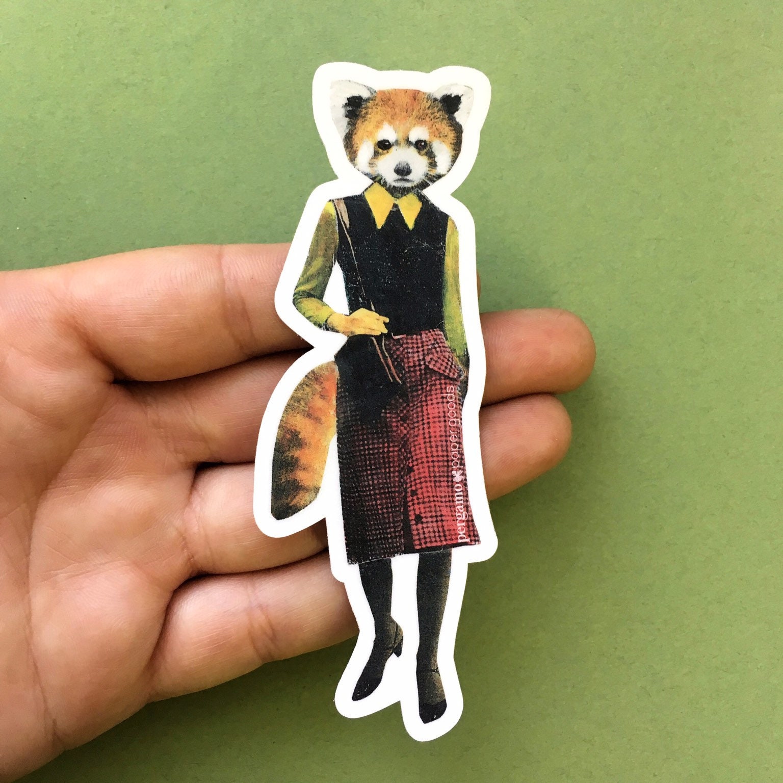 Red Panda Sticker, Vinyl Laptop Stickers, Animal Lover Gift, Outdoor Waterproof Decal, Vintage Gift for Teacher, Retro Lover Sticker Bomb