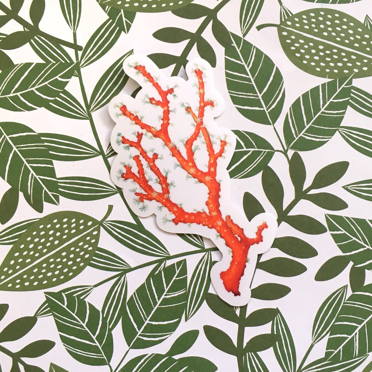 Red Coral Sticker, Vintage Botanical Vinyl Sticker Pack, Antique Sea Life Stickers, Ocean Laptop Decals, Beach Life Decal for Journal, Flask - Thumbnail 3