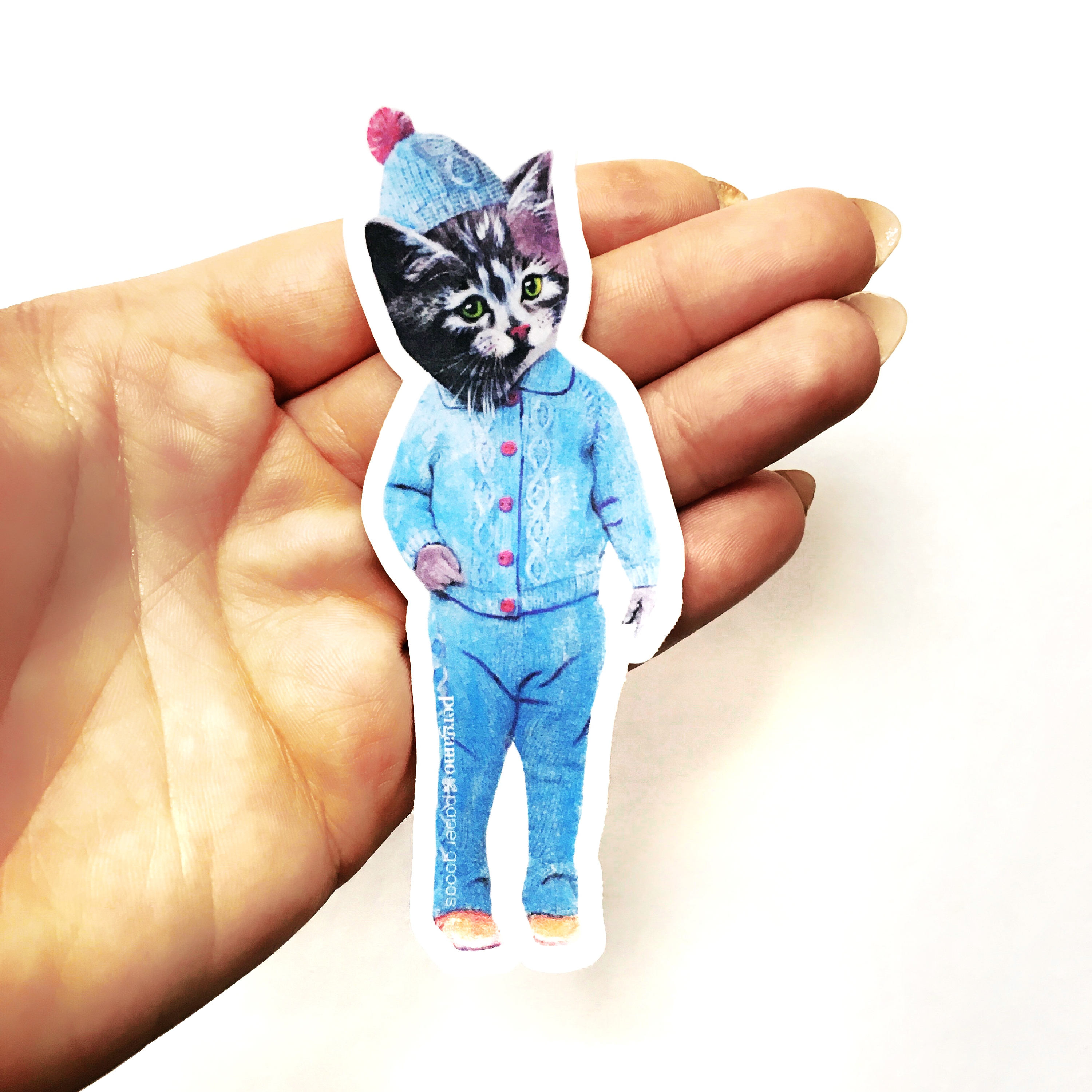 Cat Laptop Sticker Pack, Cat Stickers Vinyl, Vintage Kitten Decal, Crazy Cat Lady, Retro Funny Cat Mom, Blue Knit Sweater, Collage Wholesale - Thumbnail 2