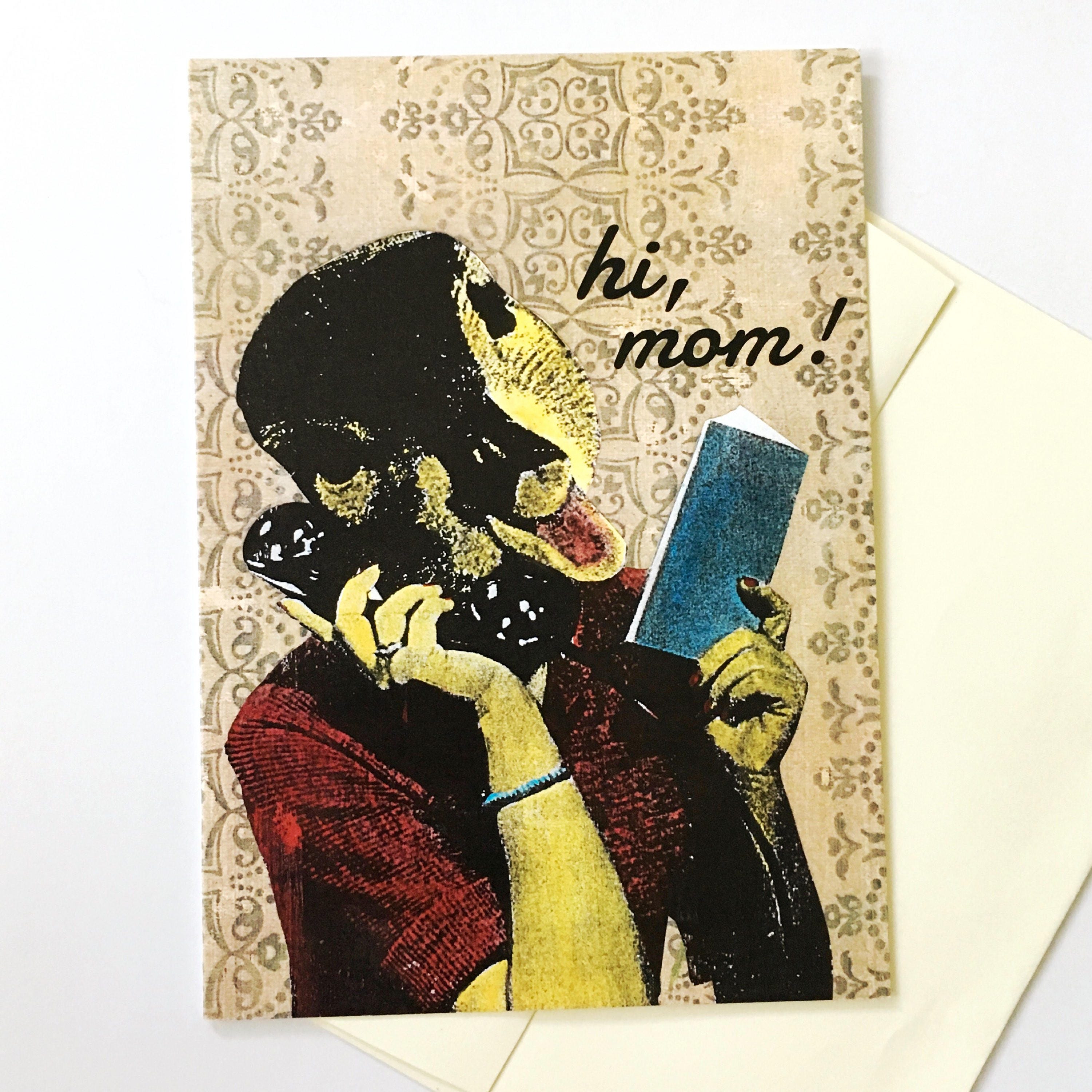 Retro Mom Card, Weird Cards for Mothers Day Stationery, Mixed Media Funny Vintage Card, Mom Birthday, Retro Duck Animals, Animal Lover Gifts