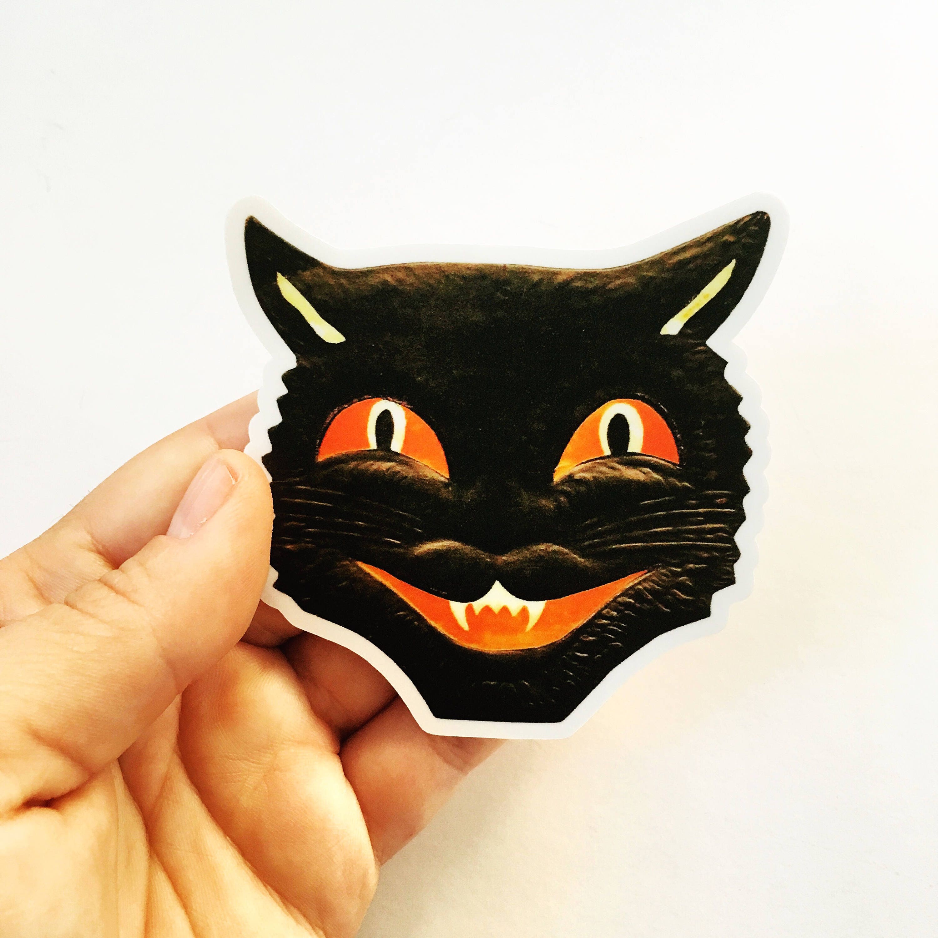 Black Cat Sticker, Vintage Halloween Vinyl Stickers, Creepy Scary Cool, Laptop Decals Yeti Decal Antique Retro Mix and Match Sticker Pack - Image 1