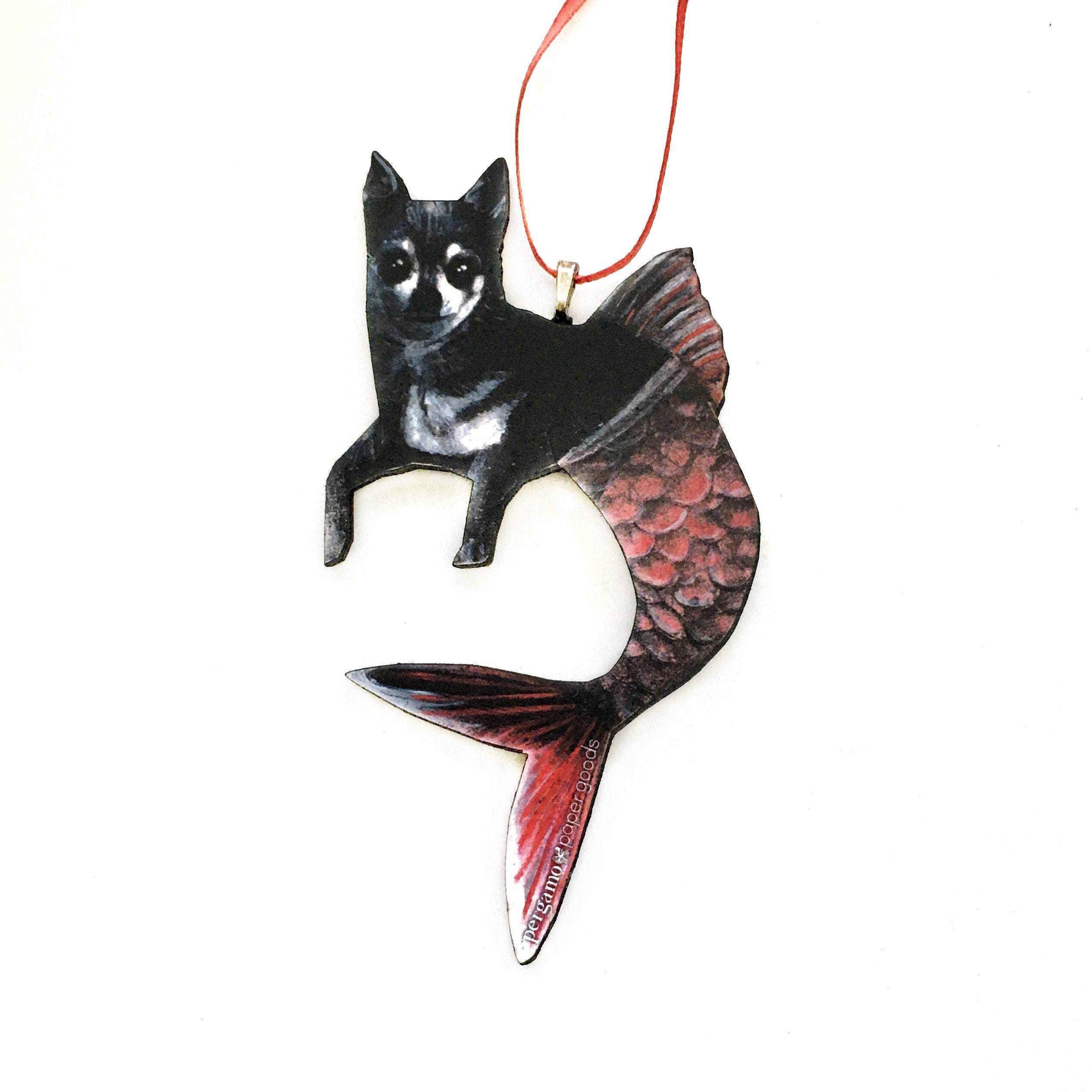 Mermaid Chihuahua Ornament, Beach Christmas Pet Memorial Gift, Illustrated Laser Cut Holiday Ornaments, Dog Mom Gifts for Dog Lovers - Thumbnail 2