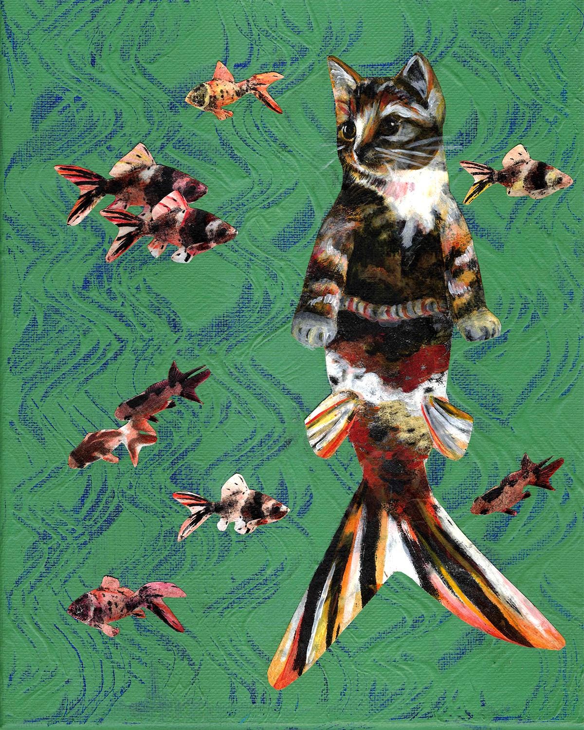 Custom Animal Painting, Commission for Original Mixed Media Painting, Weird Cat Art, Vintage Dog Portrait, Alligator Art Print, Illustration - Thumbnail 5