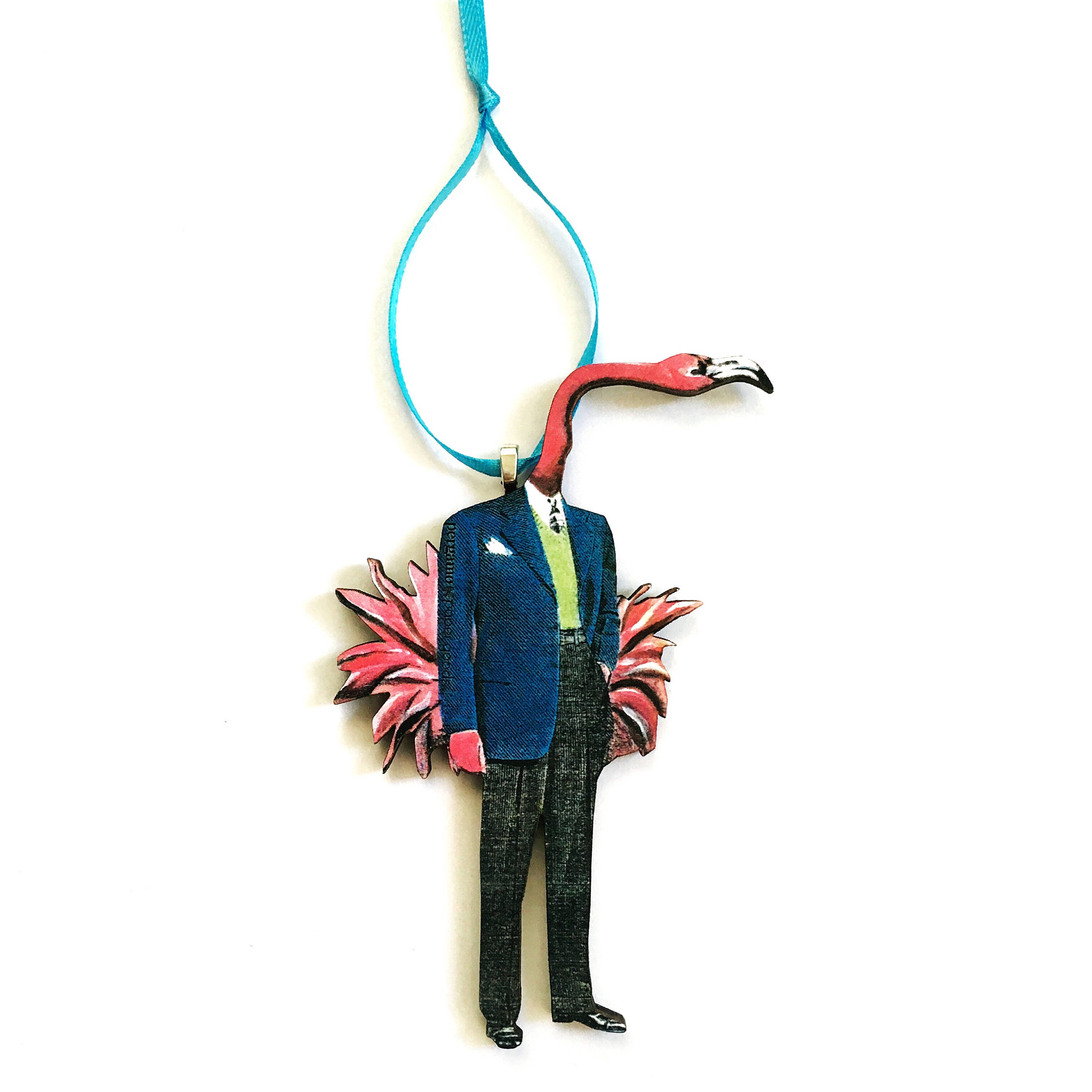 Flamingo Ornament, Retro Christmas Ornaments, Tropical Beach Holiday Decor, Vintage Florida Tampa Petersburg Miami Gainesville Jacksonville - Thumbnail 4