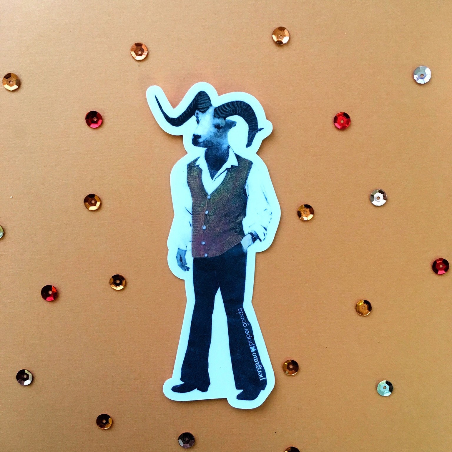 Sheep Sticker Vinyl, Groovy Stickers Laptop, Waterproof Durable Outdoor Decals, Weird Decal, Animal Gifts, 60s 70s Goat Stocking Stuffer - Thumbnail 4