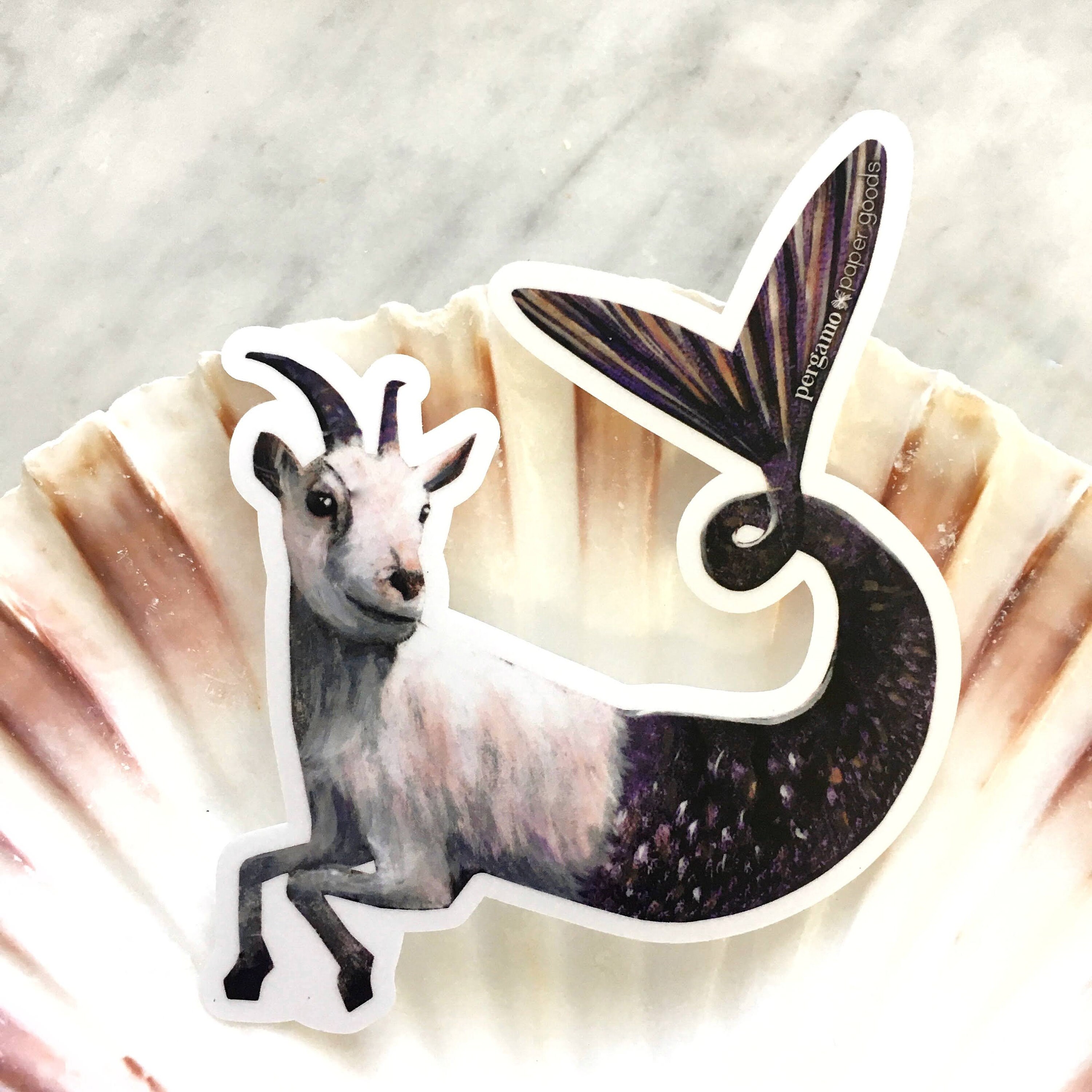 Capricorn Sticker, Goat Mermaid Sticker, Zodiac Sticker, Goat Art, Laptop Sticker, Dog Sticker, Outdoor Sticker, Goat Gifts, Weird Stickers - Thumbnail 2