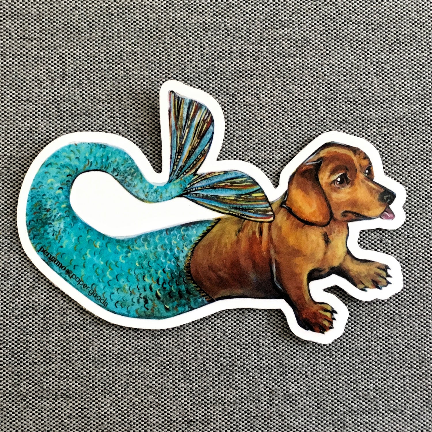 Mermaid Dachshund Stickers, Vinyl Sticker Pack, Waterproof Car Decal, Vintage Laptop Sticker Dog Bumper Decals Bullet Journal, Wholesale