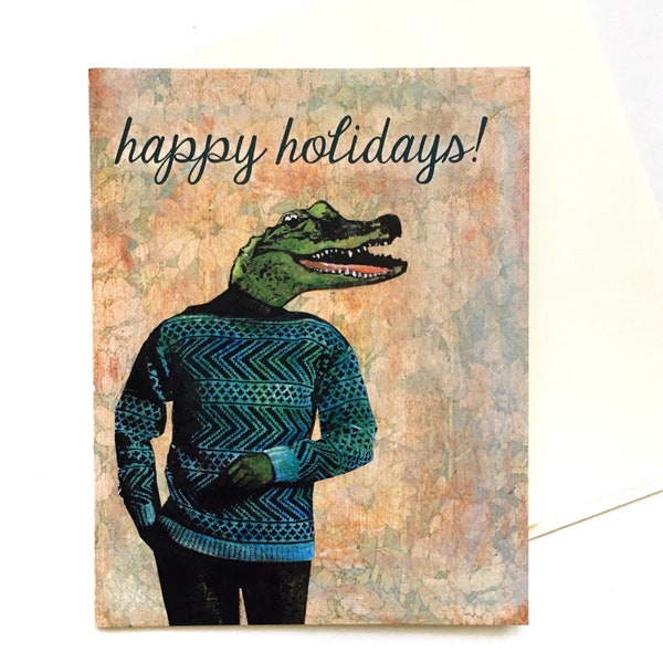 Florida Holiday Card Set, Fun Christmas Cards, Alligator Holiday Card, Happy Holidays Card Set, Animal Christmas Cards