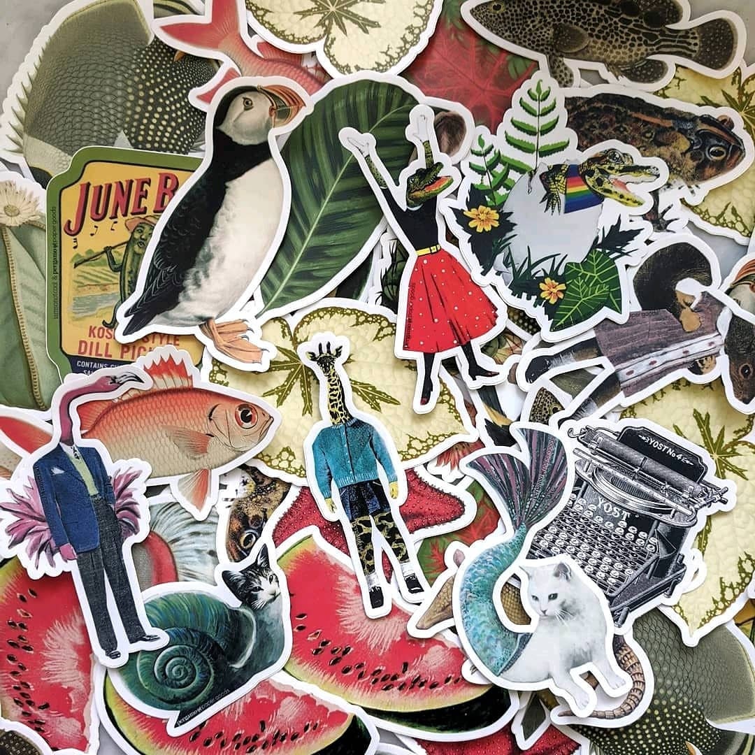Vinyl Sticker Pack, Random Laptop Stickers, Waterproof Stickers, Phone Sticker, Cat Sticker, Pug Sticker, Water Bottle Sticker, Weird Art - Thumbnail 2