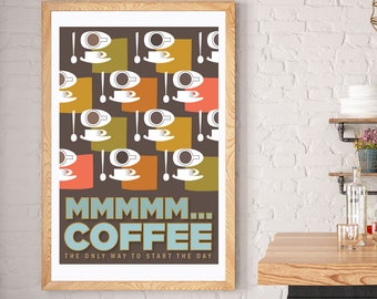 Koffie Kunst print, Coffee Lovers cadeau, Coffee Cup decor, Scandinavische stijl Coffee Bar teken, Cafe decor, Barista cadeau