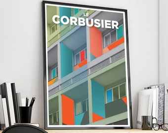 Bauhaus Poster Art, Le Corbusier Architecture print,  Modern Wall Art Print, Mid Century, Minimalist Modern