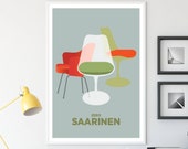 Eero Saarinen Chairs Poster Print, Tulip chair, Womb chair, Knoll chair, Finnish Design Wall decor, Modern furniture Design Wall Art Print