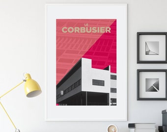 Le Corbusier, Mid Century Modern Wall Art Print, Bauhaus Poster Art, Minimalist Modern Architecture print