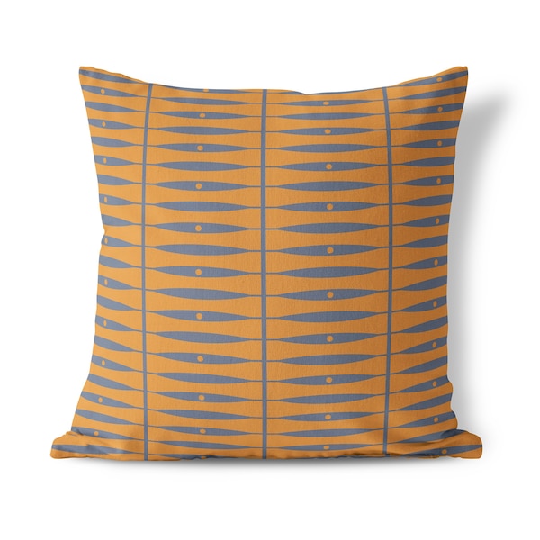 Midcentury Decor Saffron Yellow Geometric Cushion Cover, Leafladder Mid Century Modern Throw Pillow, Accent Bedroom Decor, Housewarming gift