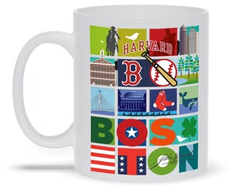 Boston landmarks coffee cup, Historic harbor mugs, Souvenir Coffee mug, Boston City Gifts, Inspirational Modern Mugs, Travel Gifts