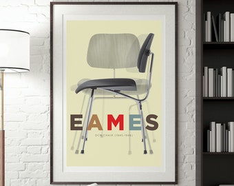 Bauhaus poster, Eames Chair print, Mid Century Modern Industrial design Wall Art Print, Retro Furniture Digital Art Print, Unique Home decor