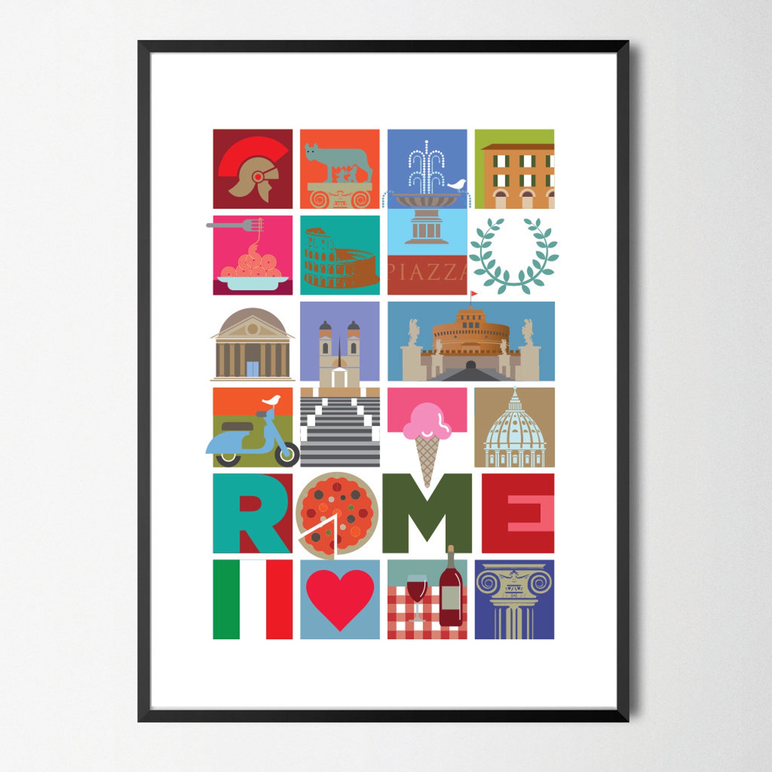 Rome Italy Wall Art Rome Print Wall Art Collage Italy Etsy
