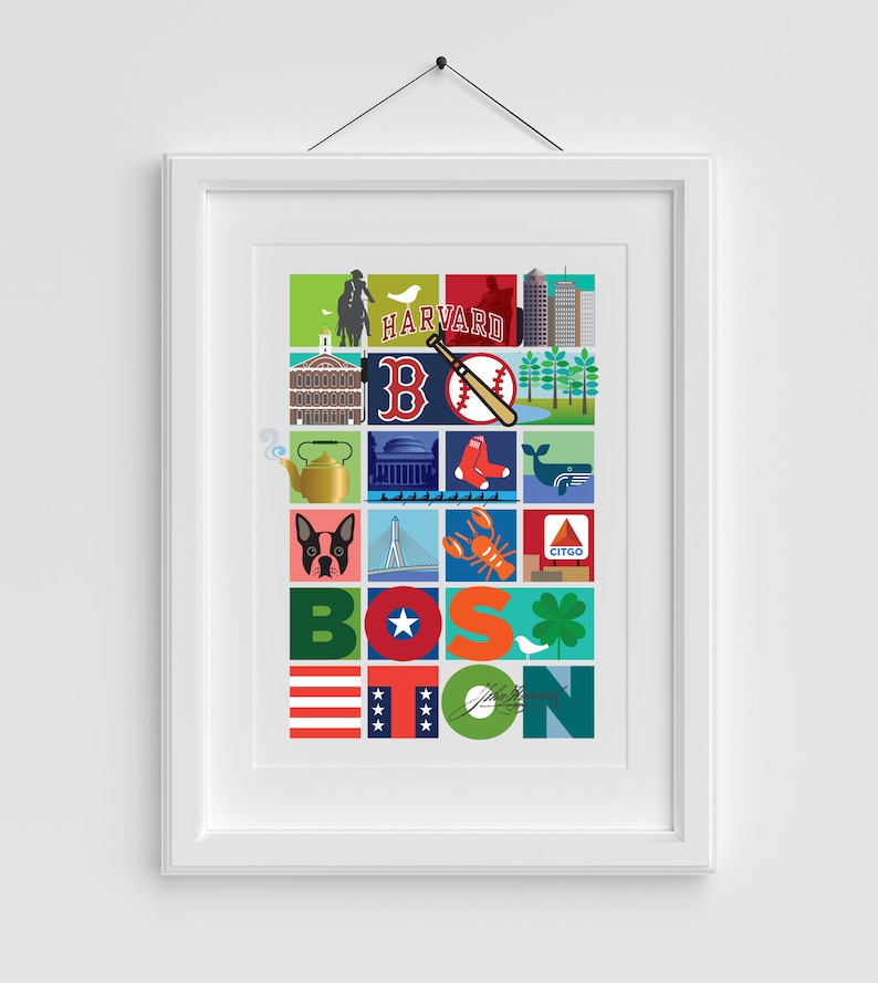 Boston Wall Art Boston City Collage Housewarming Gift Etsy UK