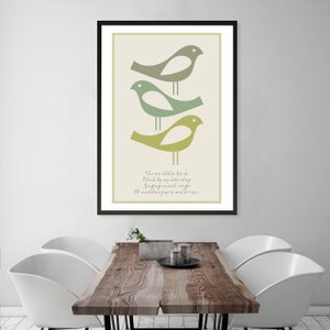 Three Little Birds Hygge Wall Art Poster, Scandi Prints, Danish Modern ...