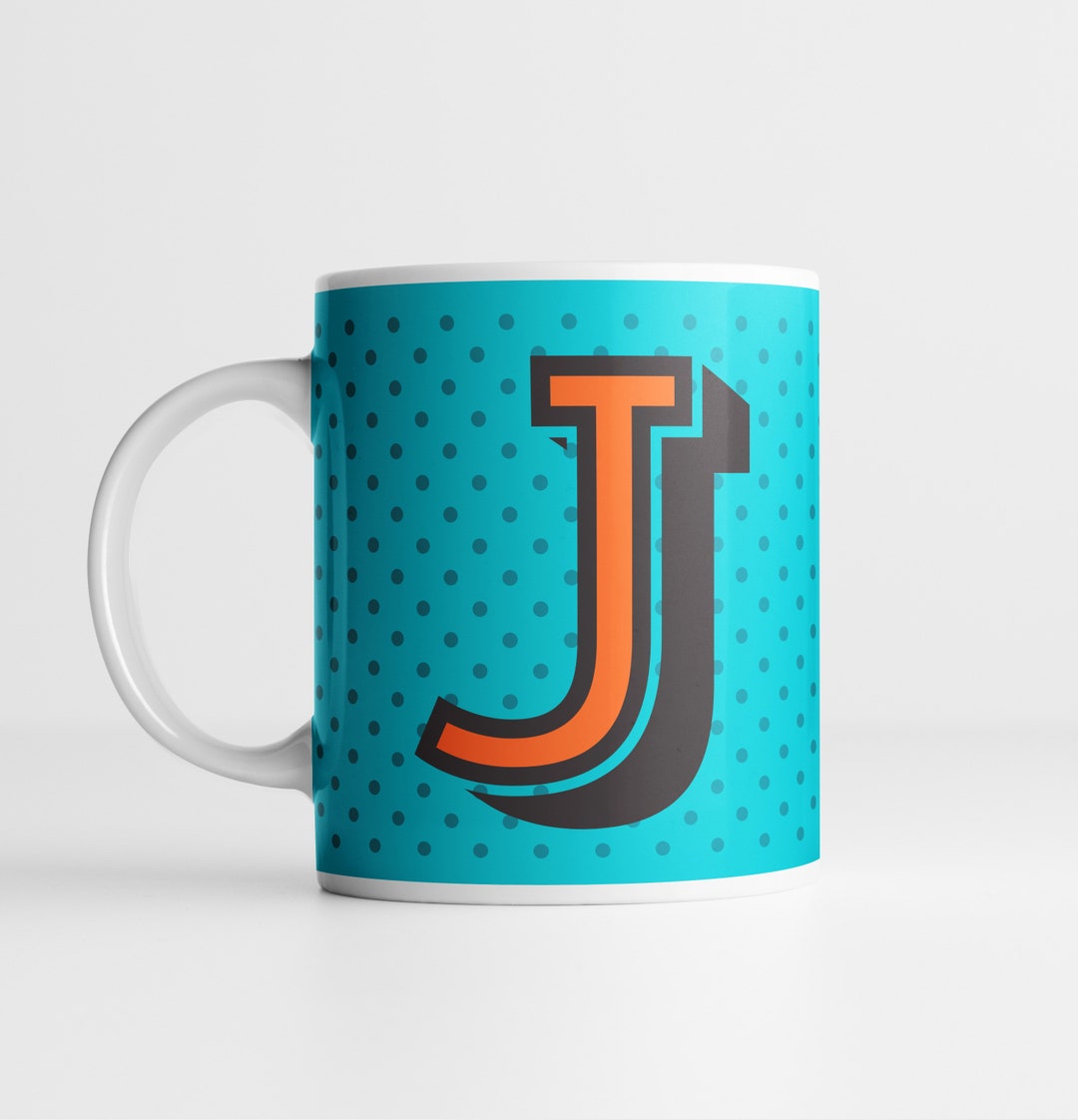 Custom Initial Mug, Vintage Alphabet Letter Personalized Mug, Retro