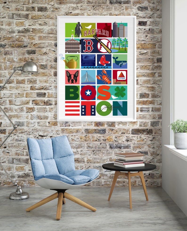 Boston Wall Art Boston City Collage Housewarming Gift Etsy UK