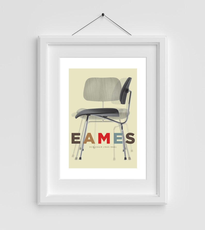 Eames Chair Print Mid Century Modern Industrial Design Wall Etsy