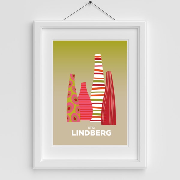 Swedish design Poster print Stig Lindberg Mid Century Modern, 1960s Scandinavian pottery Art Print, Minimalist Style Modern art print