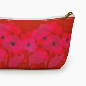 Floral Cosmetic bag, Red Poppies Makeup Bag, Toiletry Bag women, Poppies print Canvas Zipper Pouch, Floral cosmetic bag, Large makeup bag