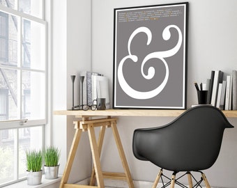 Ampersand Wall art, Symbols Typography Print, Ampersand Love Print - Unique Wedding Gift for Couple, Living Room Art