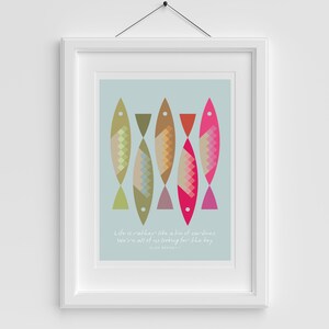 Mid Century Modern Fish Illustration Sardines Poster Print - Etsy