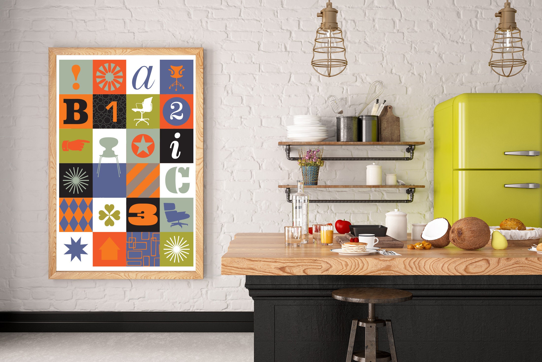 Scandinavian Design Mid Century Modern Kitchen Art Graphic | Etsy