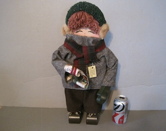 20" Table Top Handmade Christmas Boy Caroler Perfect for Foyer, Mantle or Hearth Display